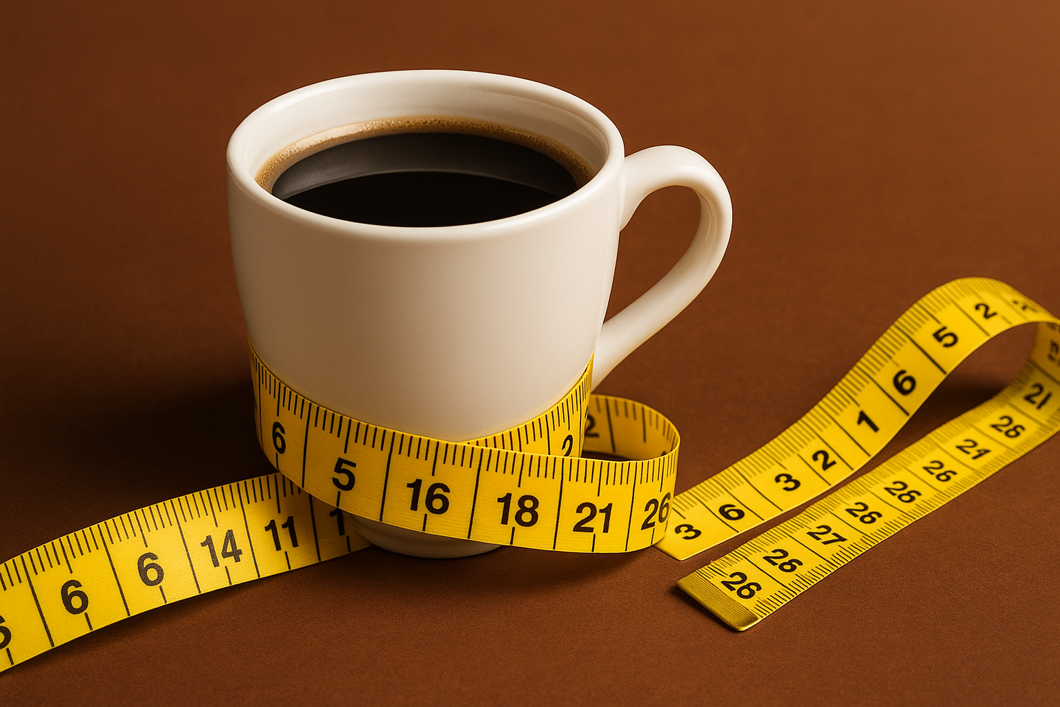 Coffee with measuring tape - representing weight loss